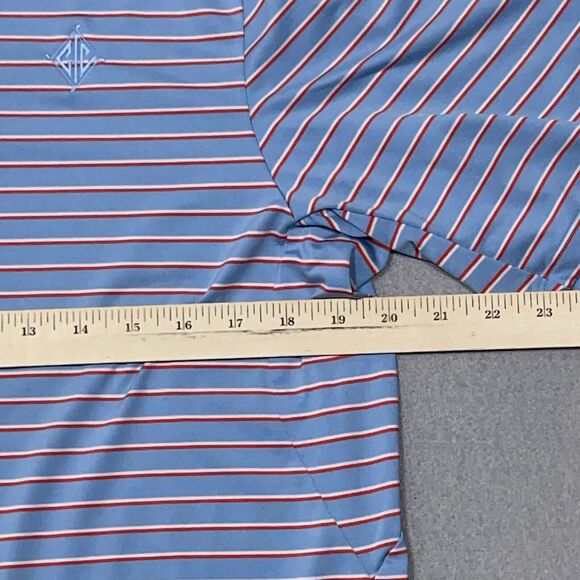 KJUS Golf Polo Shirt Mens Medium 50 Blue Red Performance Athletic Striped Casual - Picture 6 of 11